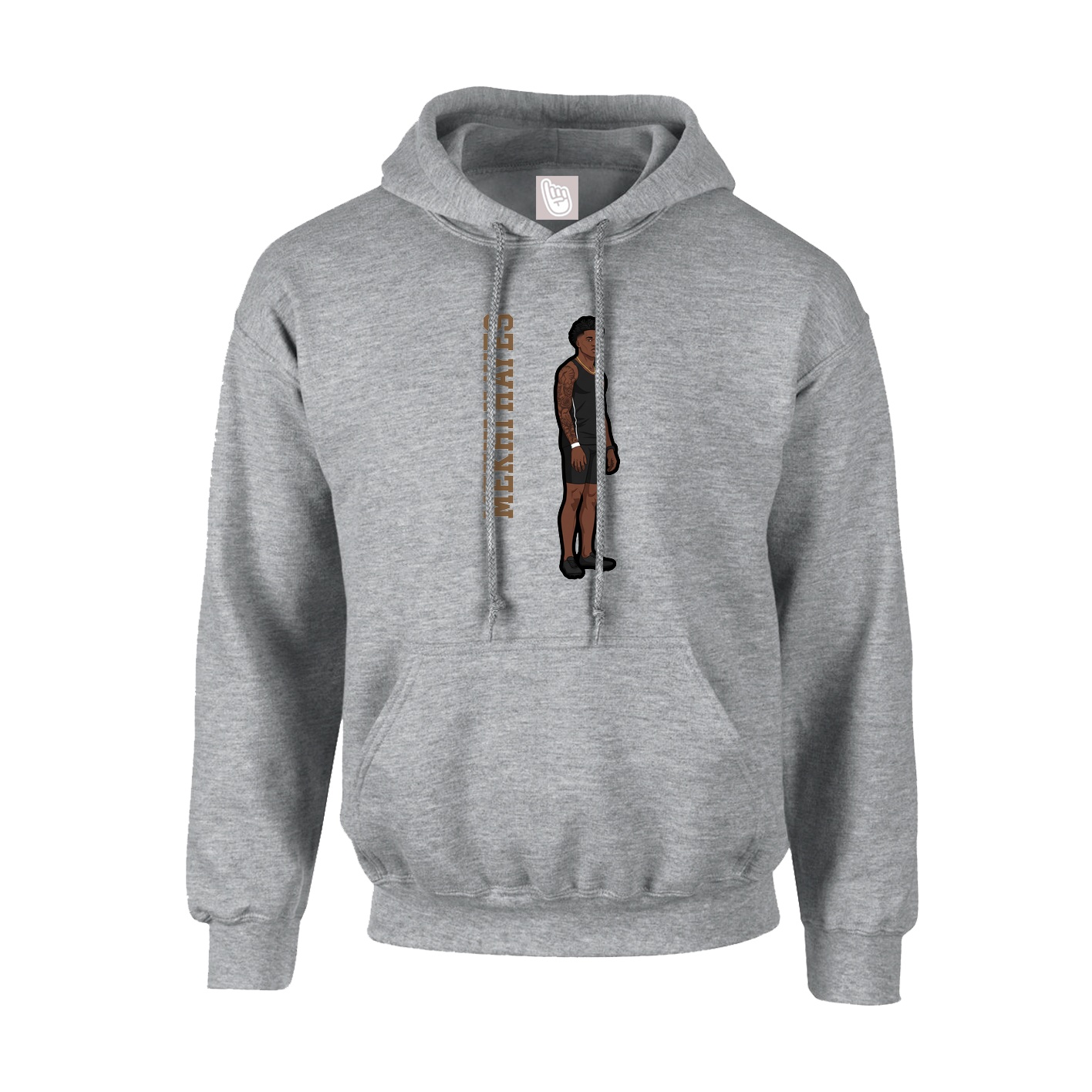 Hoodie — Name Vertical in Grey