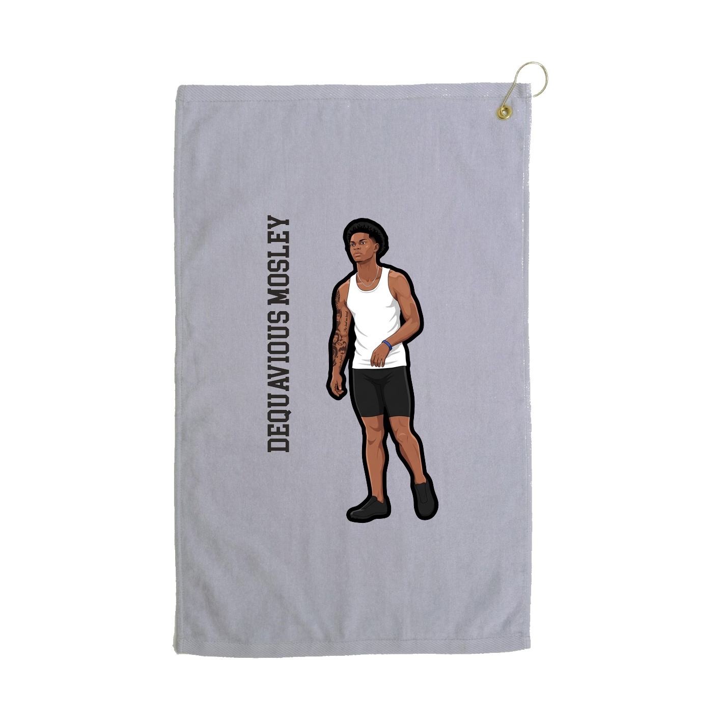 Golf Towel — Name Vertical in Grey