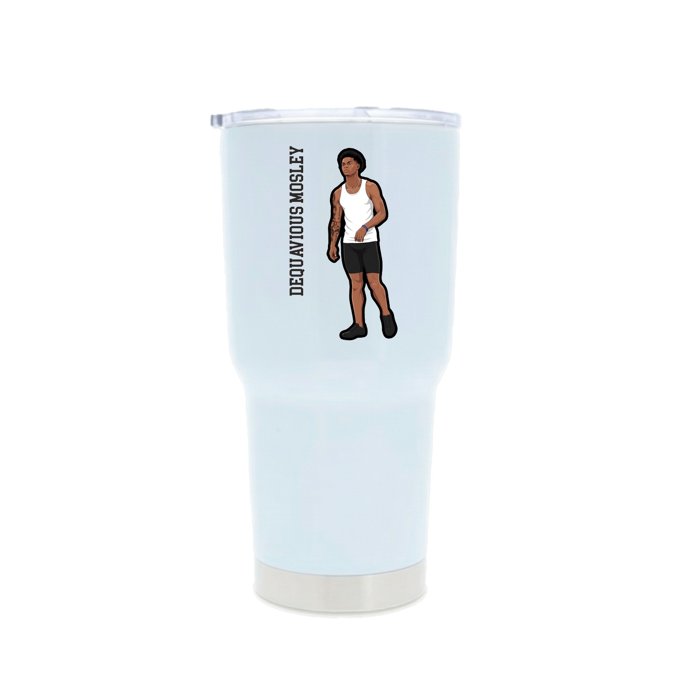30oz Stainless Steel Tumbler — Name Vertical in White