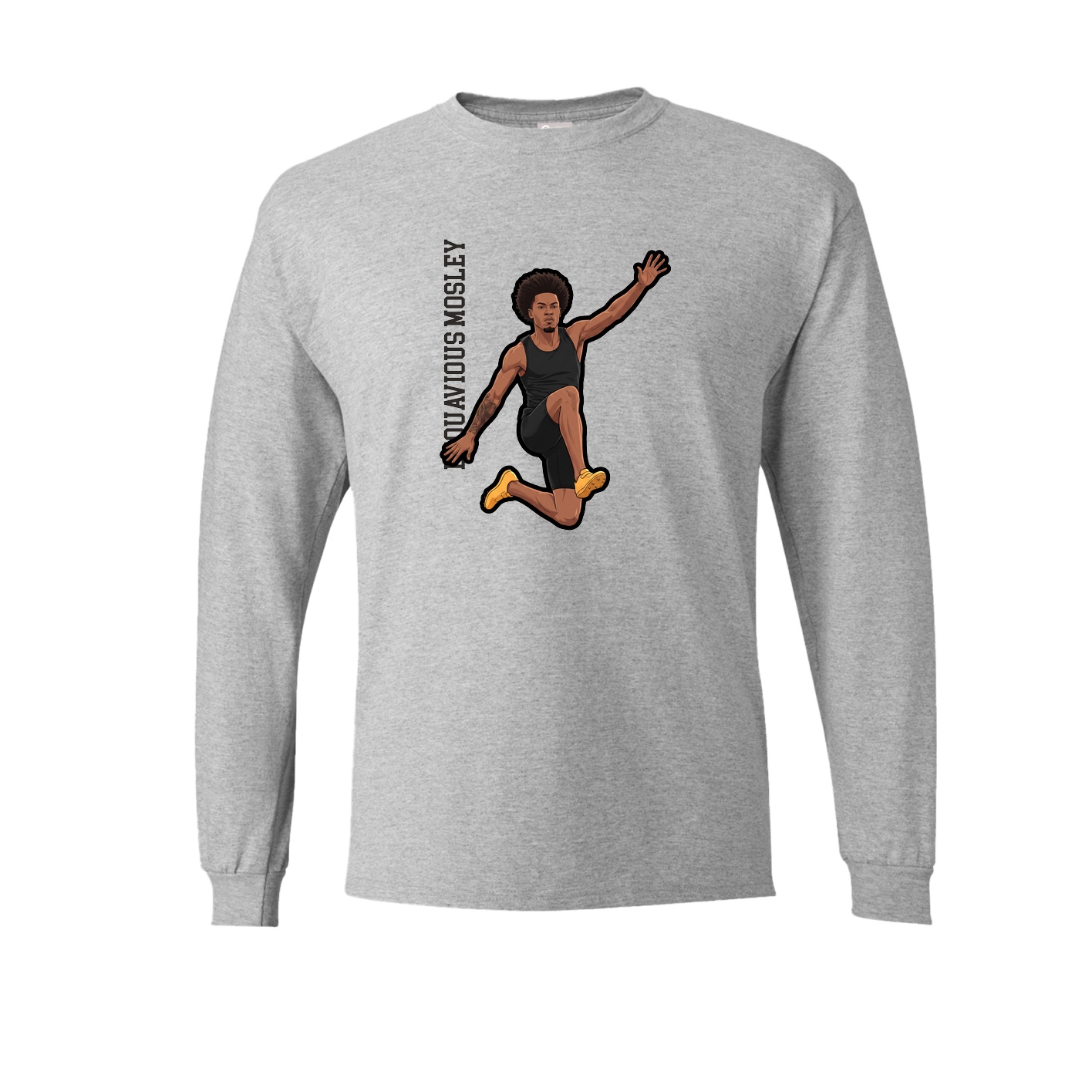 Long Sleeve Tee — Name Vertical in Grey