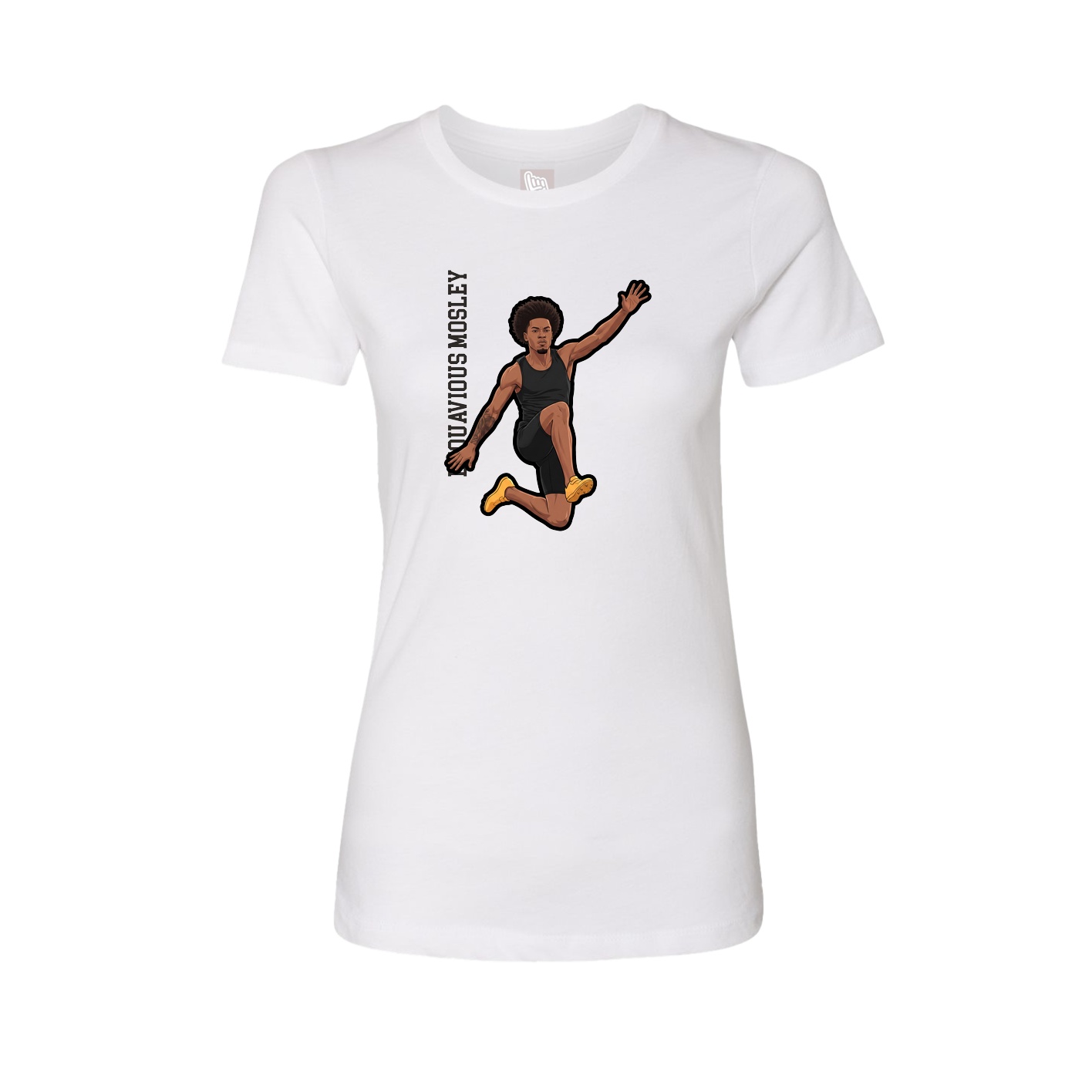 Fitted Women's Tee — Name Vertical in White