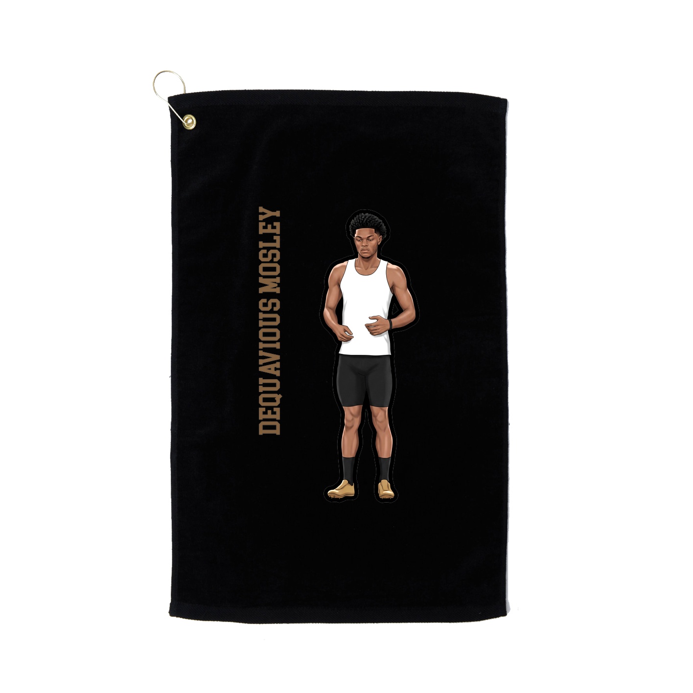 Golf Towel — Name Vertical in Black