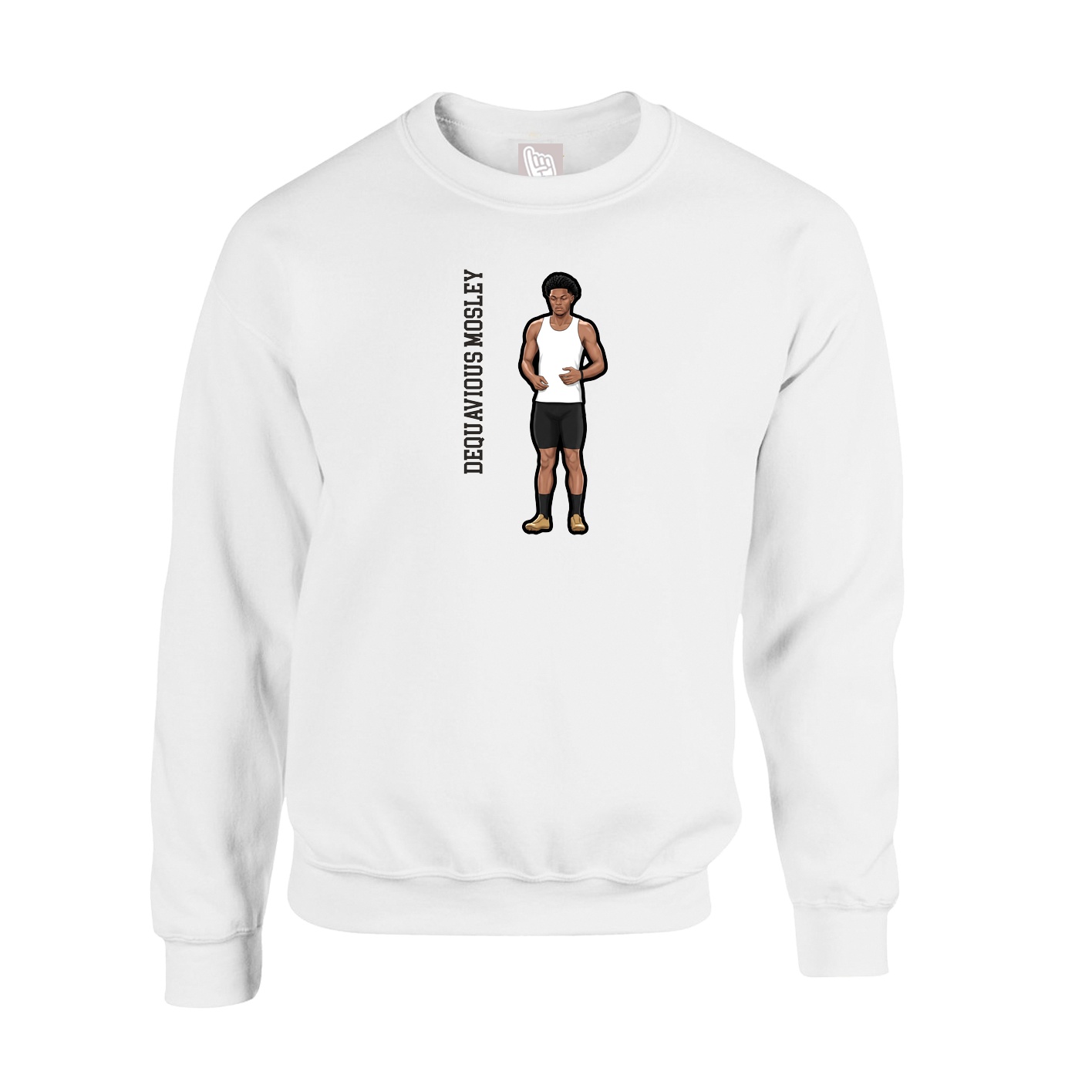 Fleece Crew — Name Vertical in White