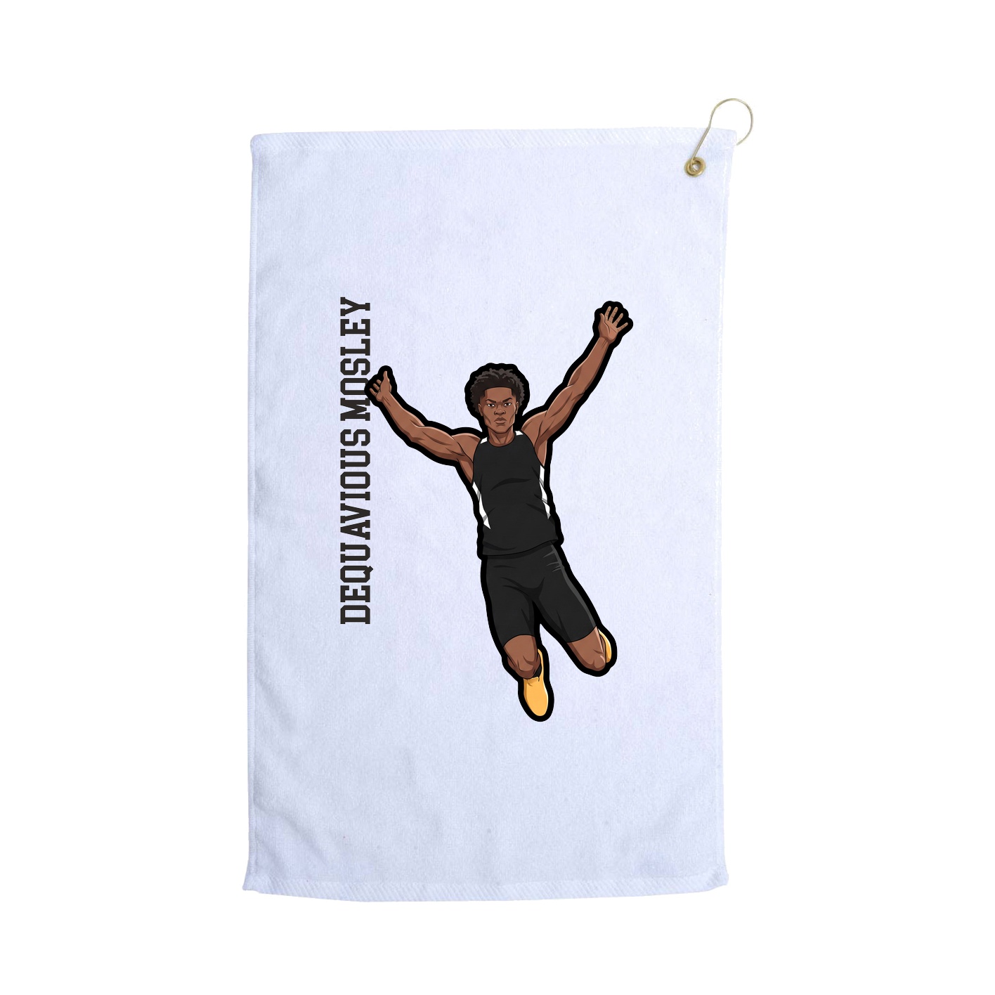 Golf Towel — Name Vertical in White
