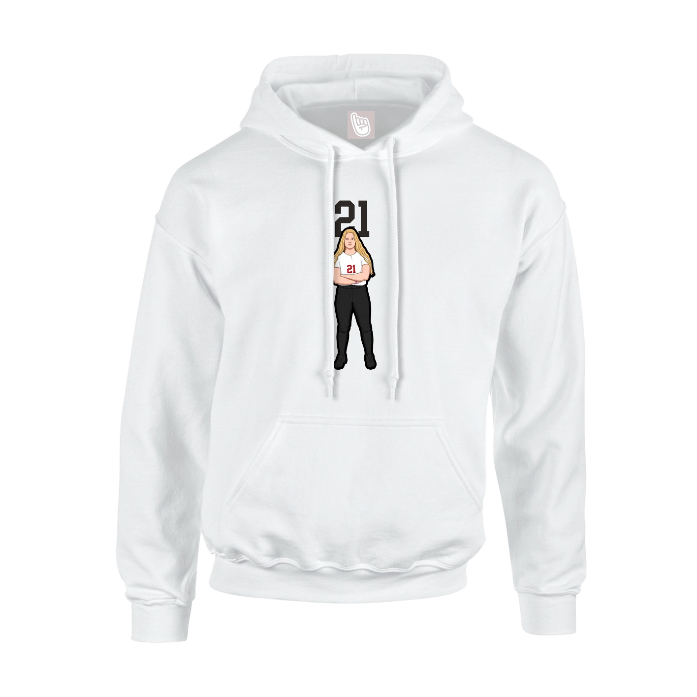 Youth Hoodie — Number Top in White