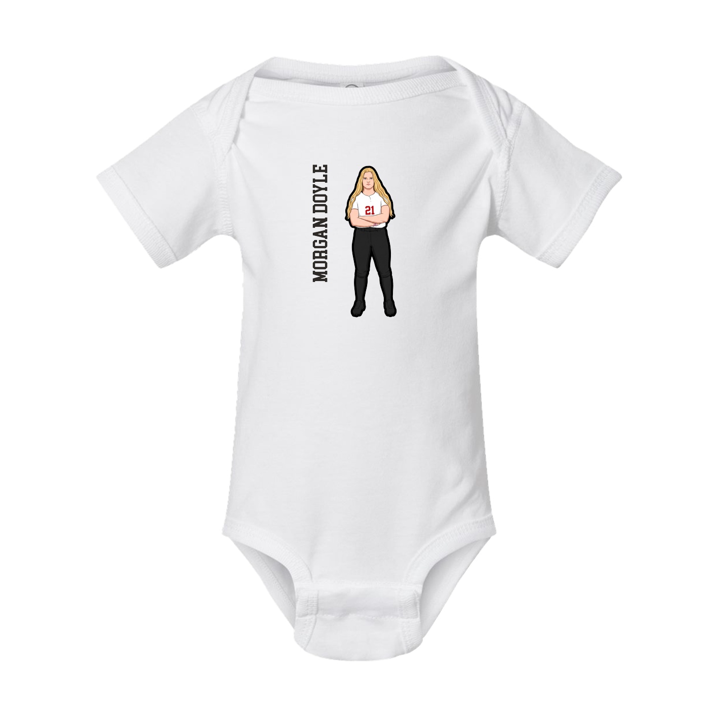 Baby Onesie — Name Vertical in White