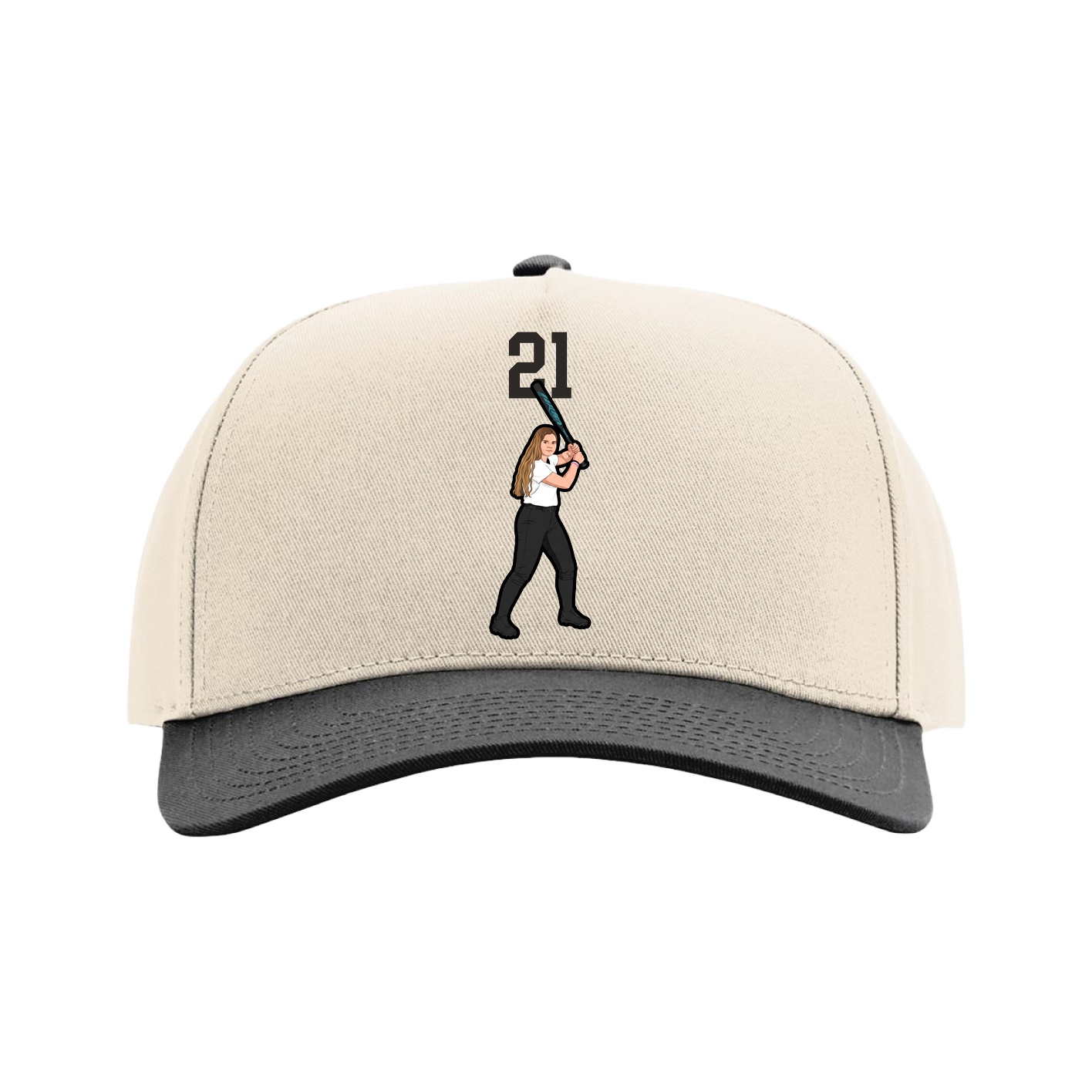 Full Fabric Five-Panel Champ Cap — Number Top in Cream/Black