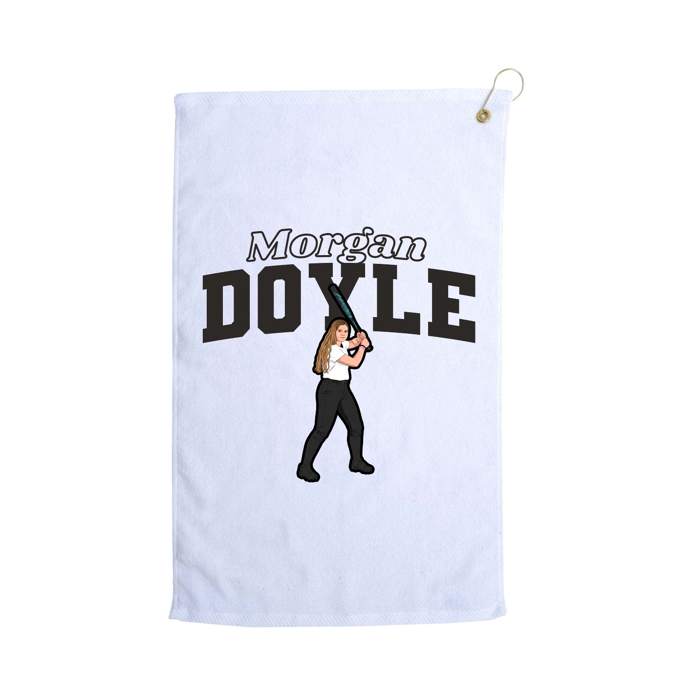 Golf Towel — Name Arch in White