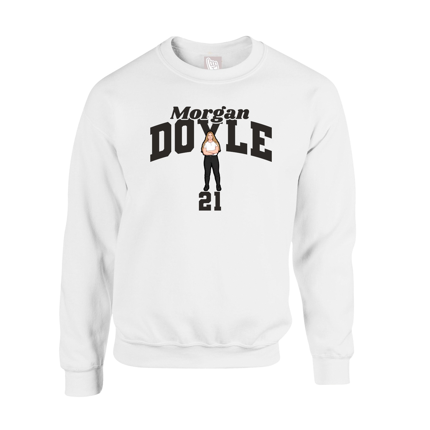 Fleece Crew — Signature Arch in White