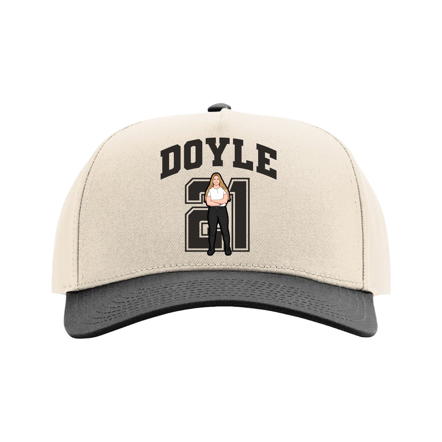 Full Fabric Five-Panel Champ Cap — Number in Cream/Black