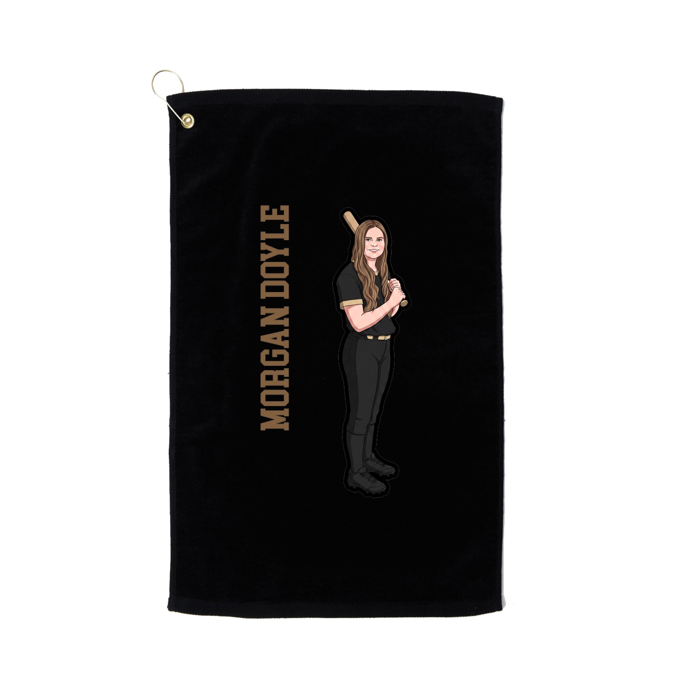 Golf Towel — Name Vertical in Black