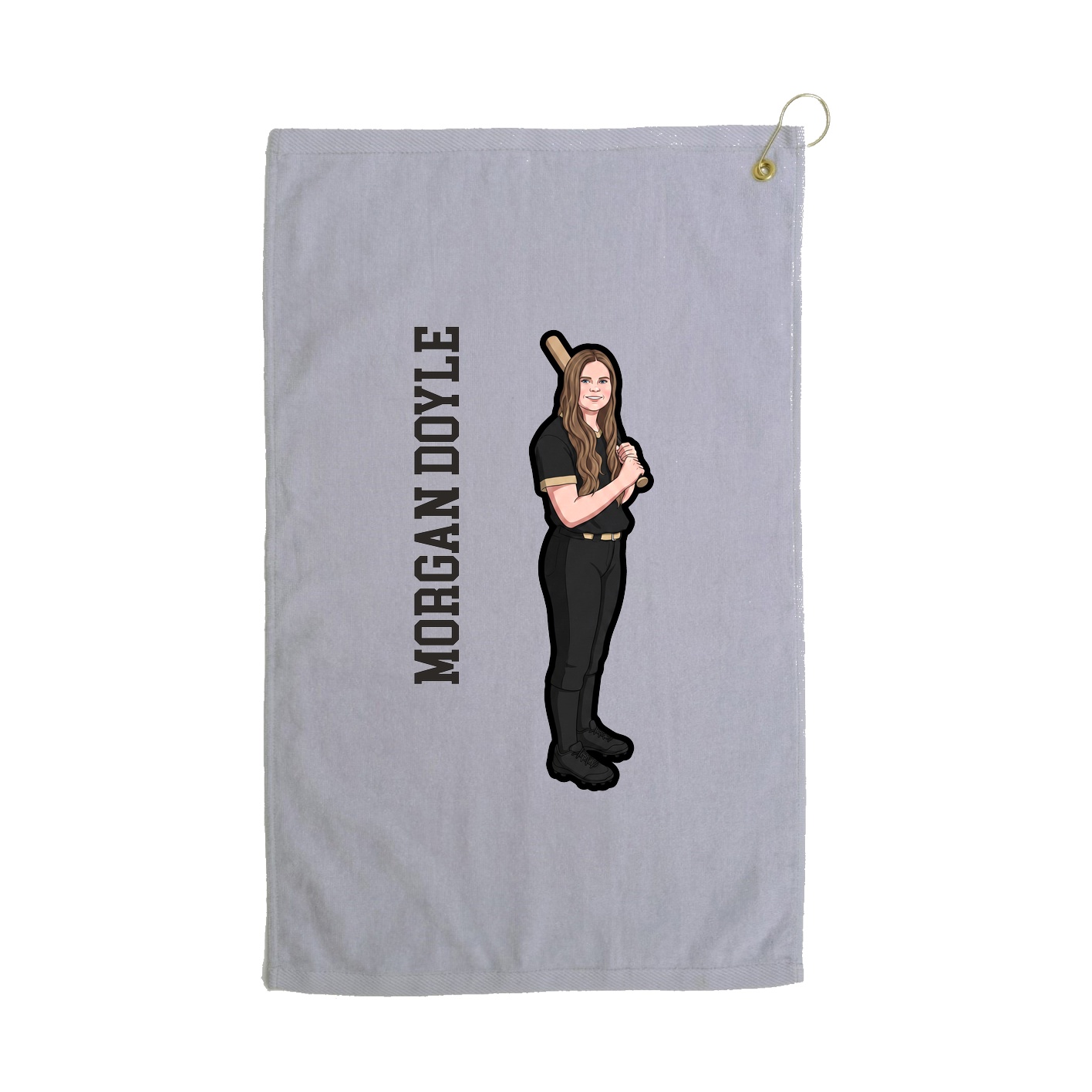 Golf Towel — Name Vertical in Grey