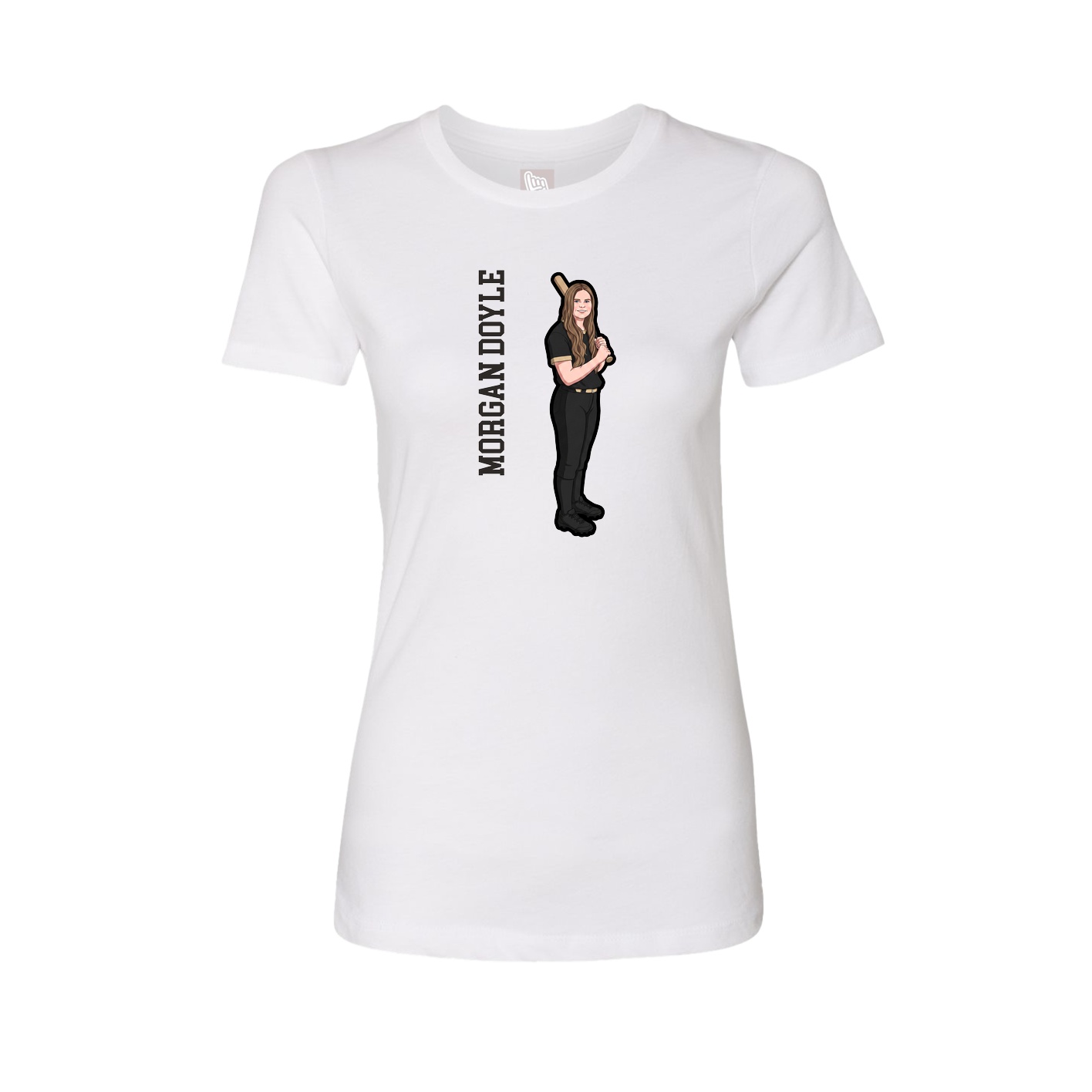 Womens Tee — Name Vertical in White