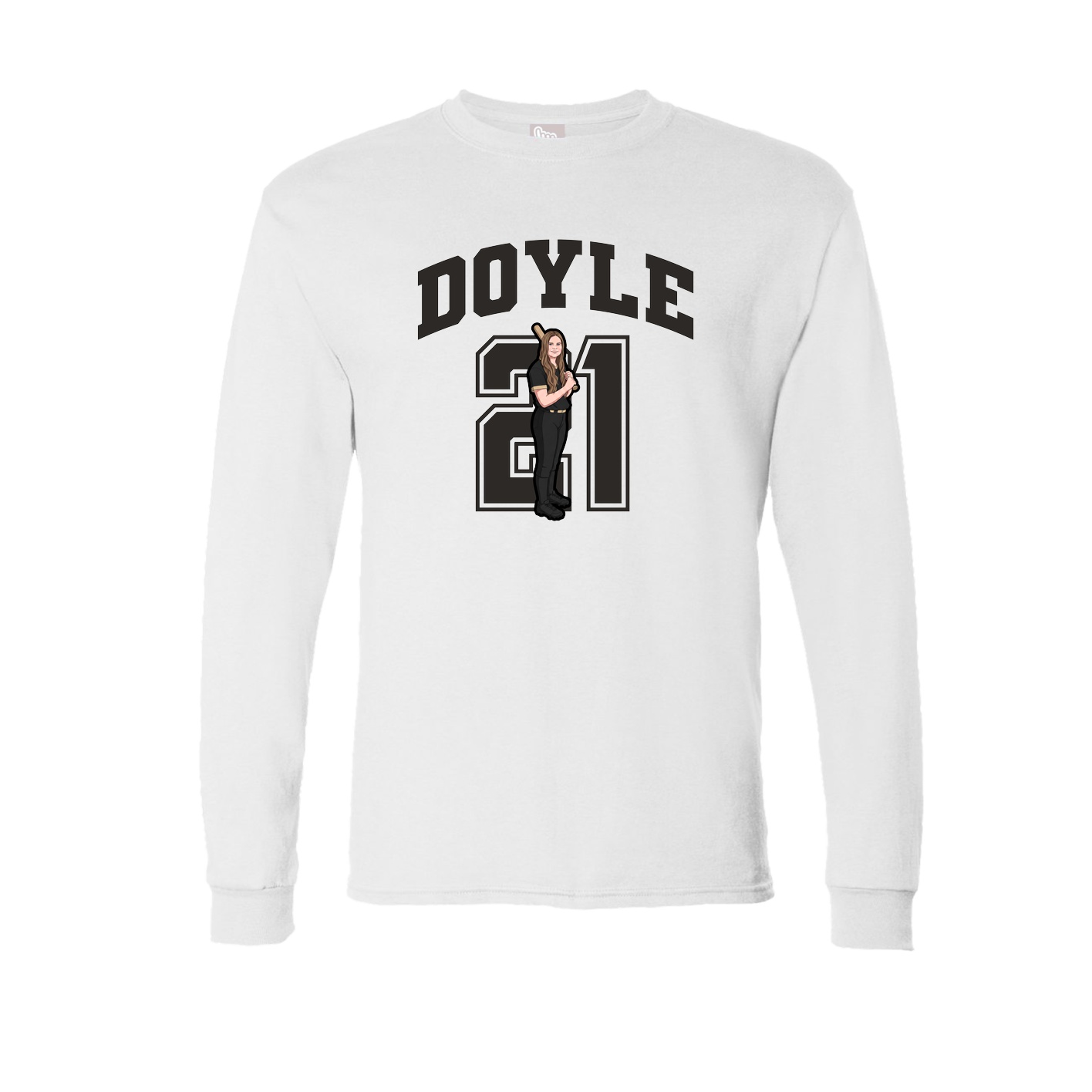 Long Sleeve Tee — Number in White
