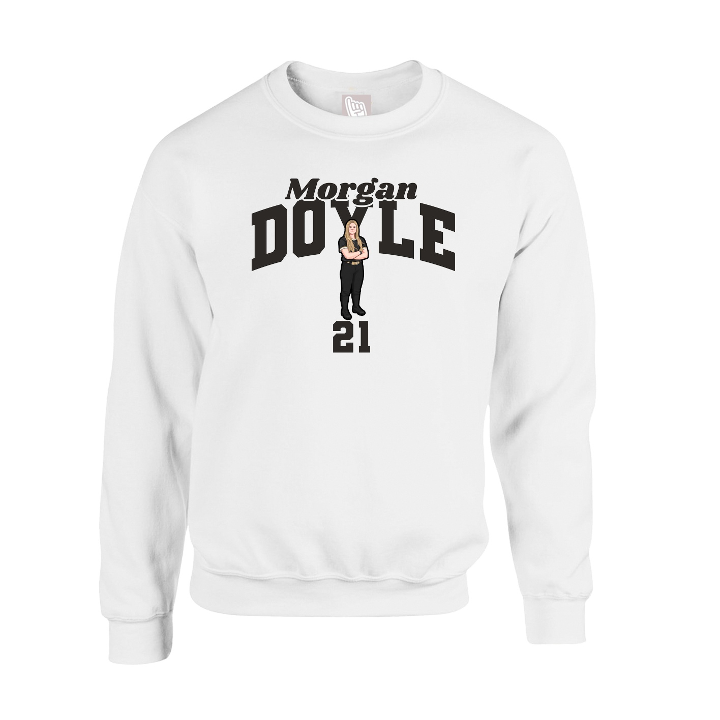 Fleece Crew — Signature Arch in White
