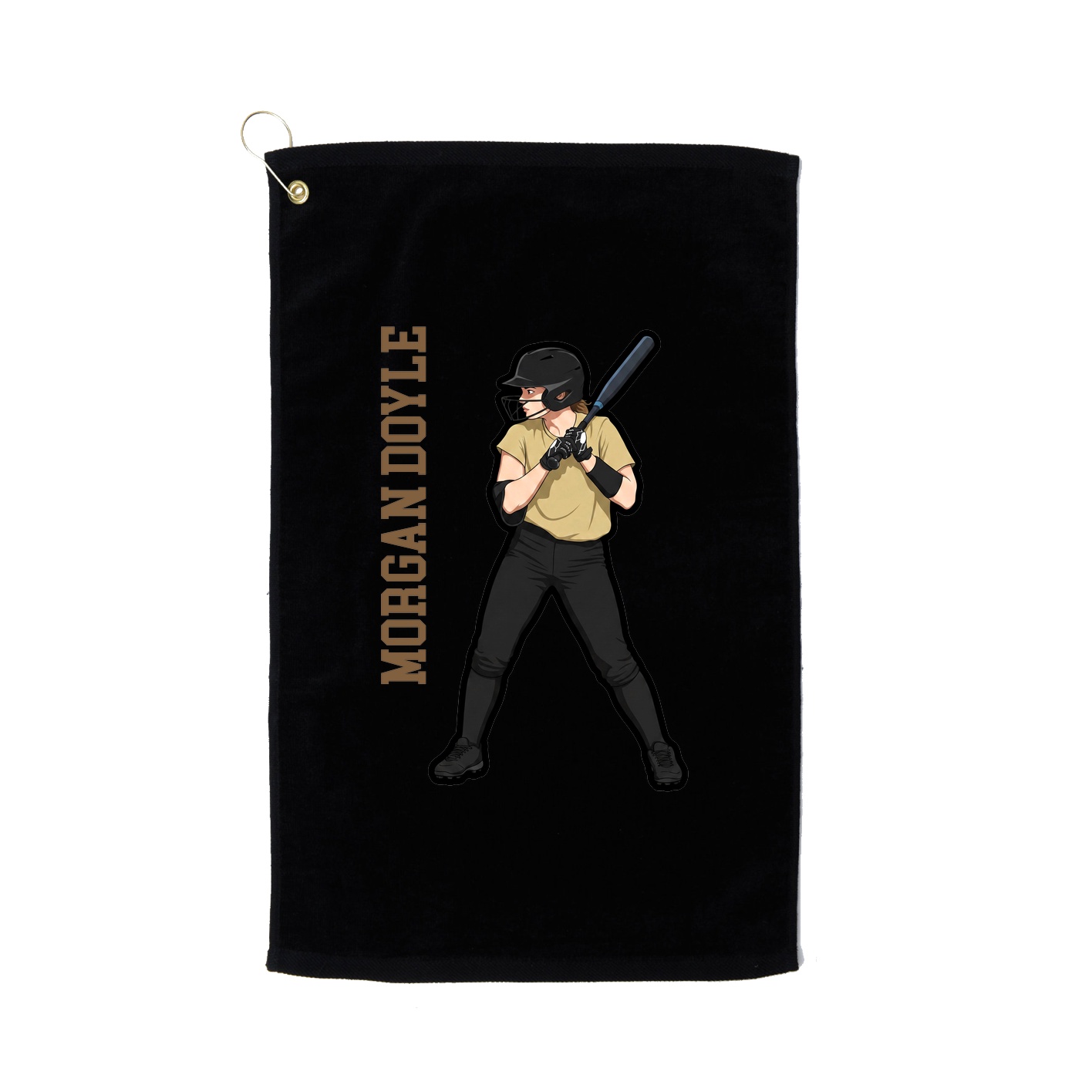 Golf Towel — Name Vertical in Black
