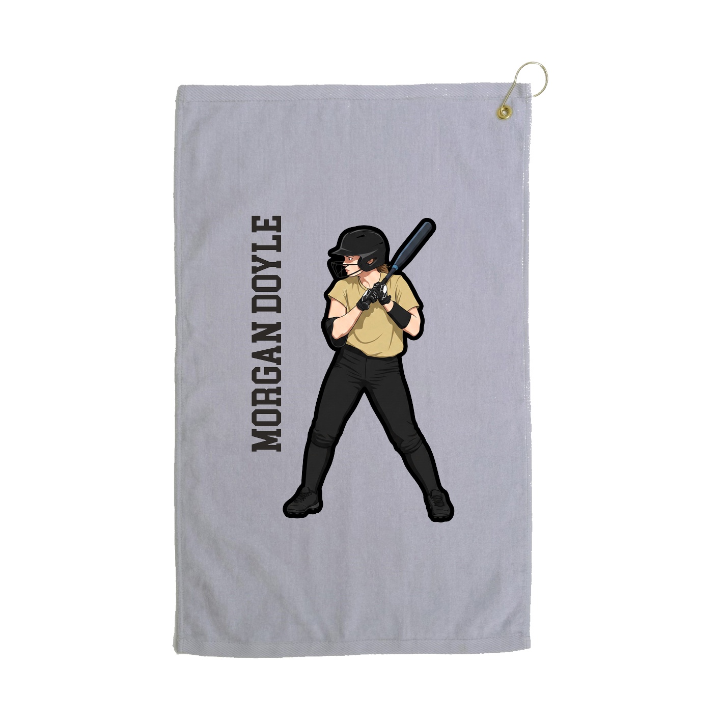Golf Towel — Name Vertical in Grey