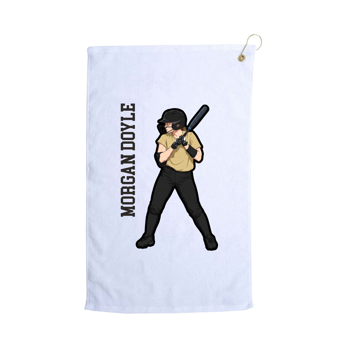 Golf Towel — Name Vertical in White