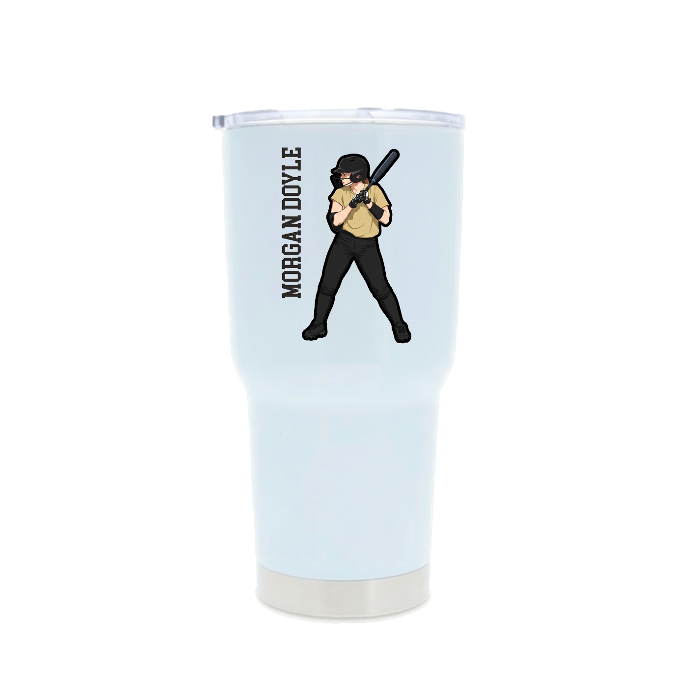 30oz Stainless Steel Tumbler — Name Vertical in White