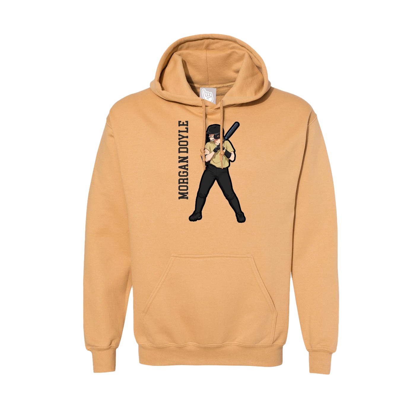 Hoodie — Name Vertical in Vegas Gold