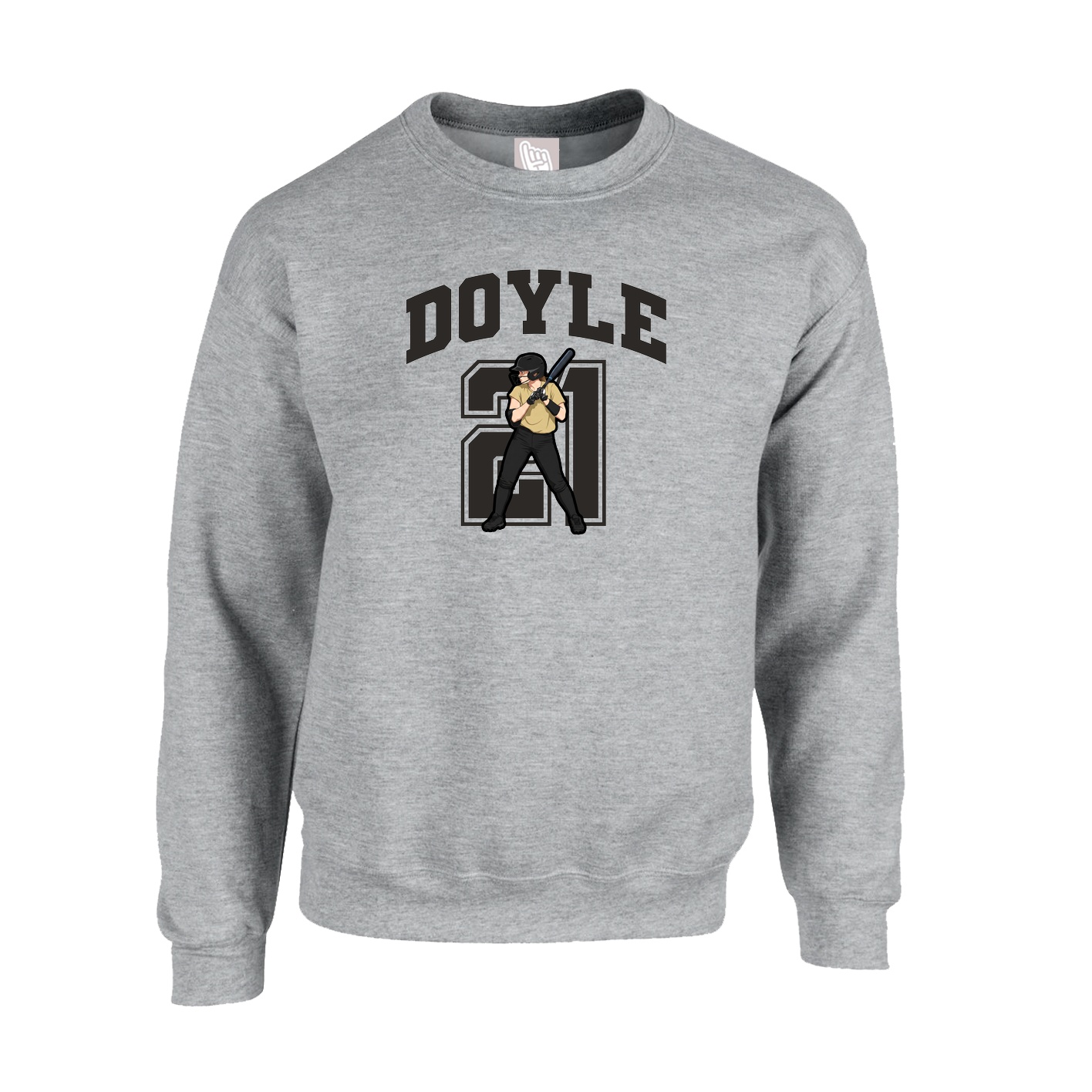 Fleece Crew — Number in Grey