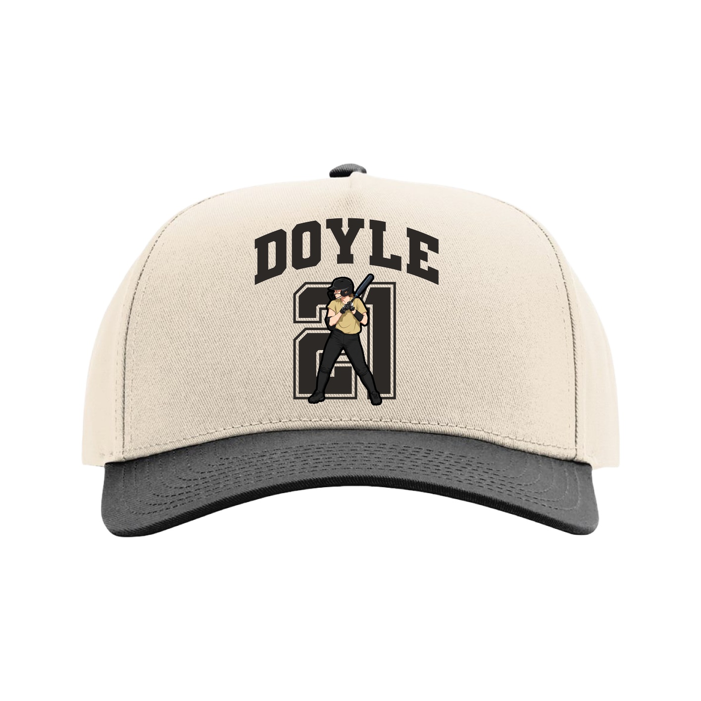 Full Fabric Five-Panel Champ Cap — Number in Cream/Black