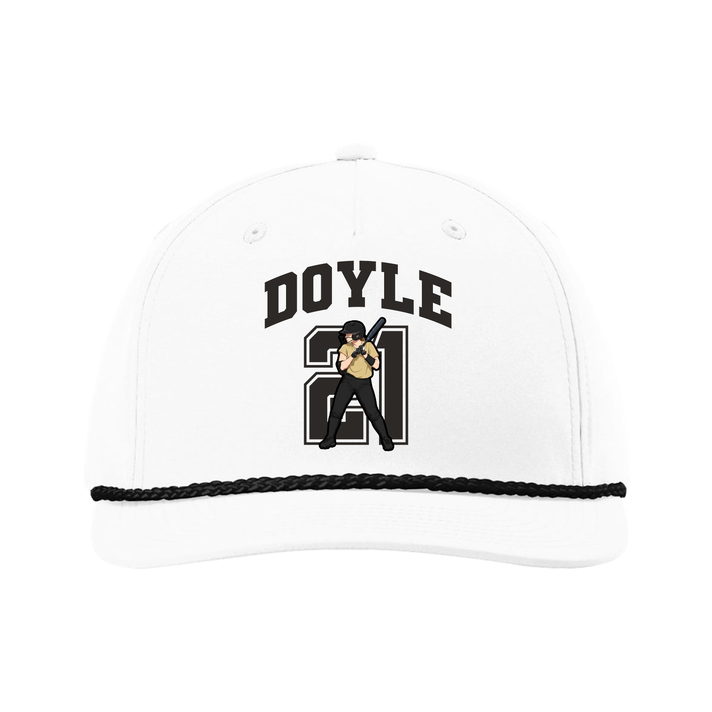 Five-Panel Classic Rope Cap — Number in White