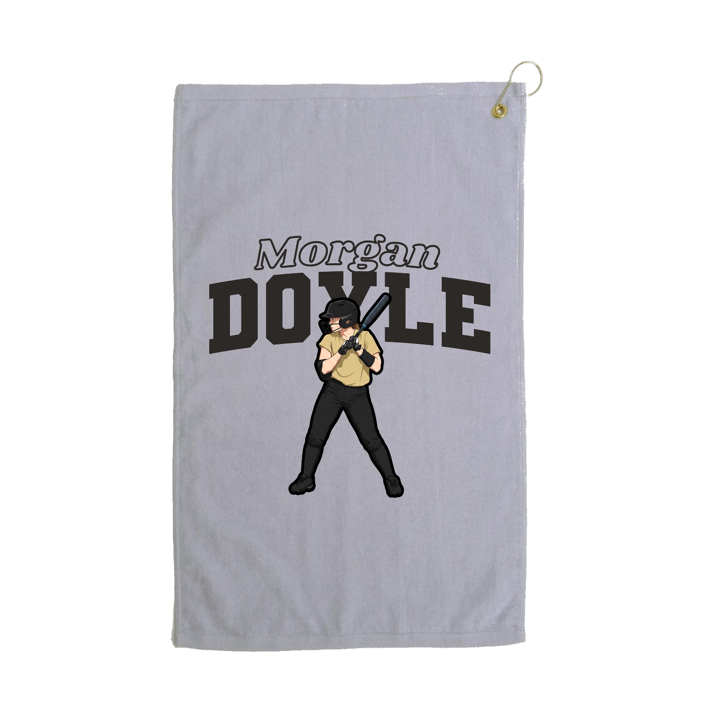 Golf Towel — Name Arch in Grey