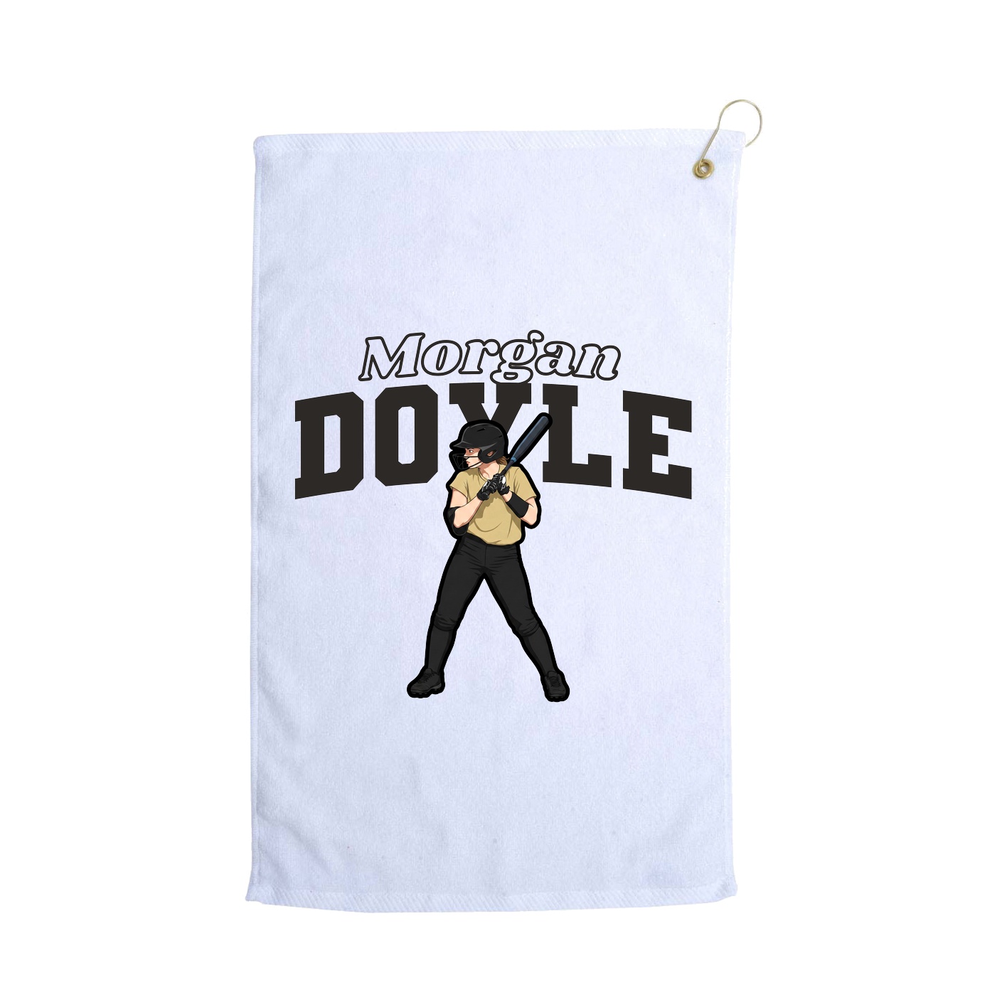 Golf Towel — Name Arch in White