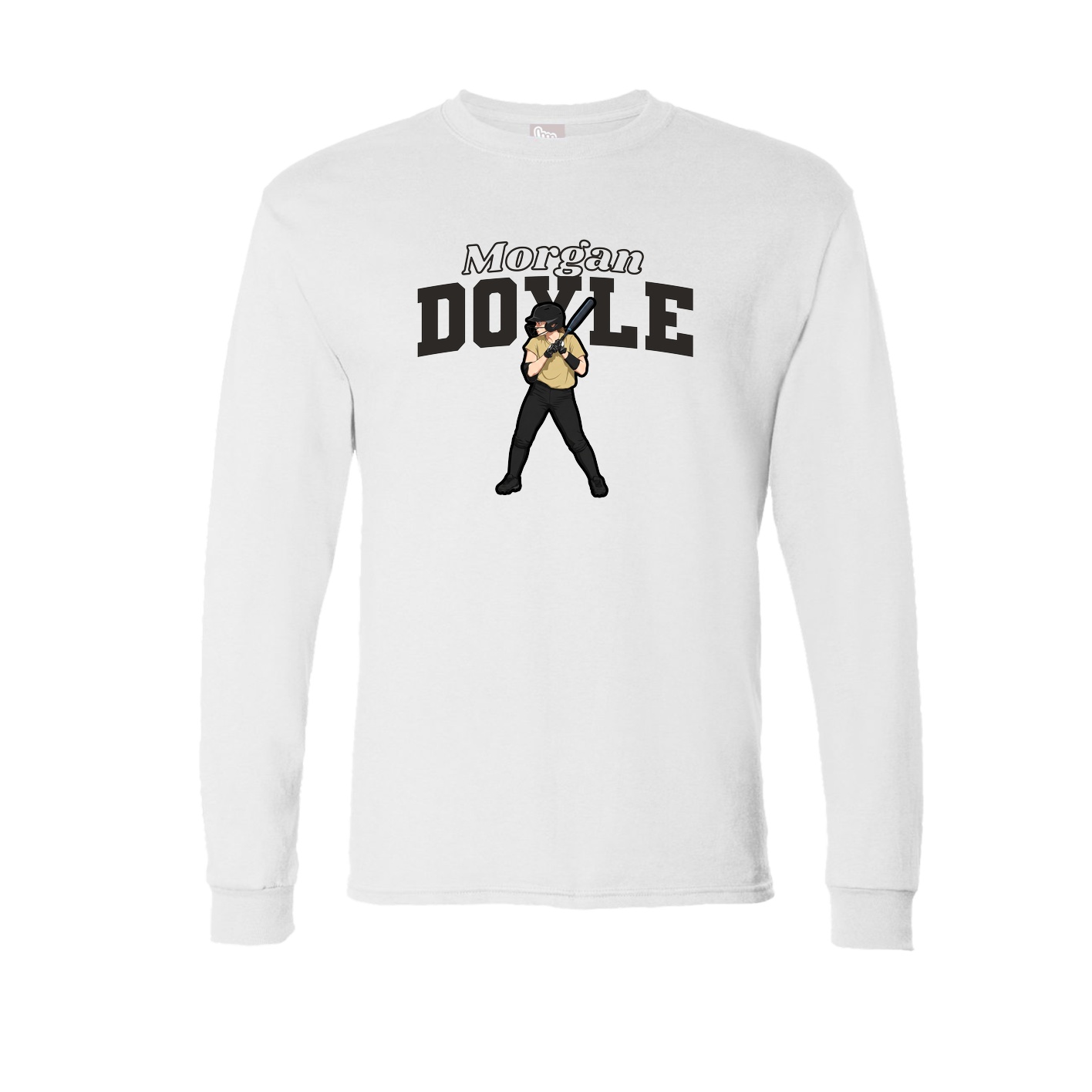 Long Sleeve Tee — Name Arch in White