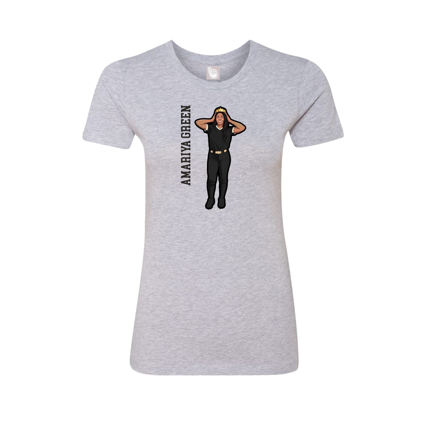 Womens Tee — Name Vertical in Grey