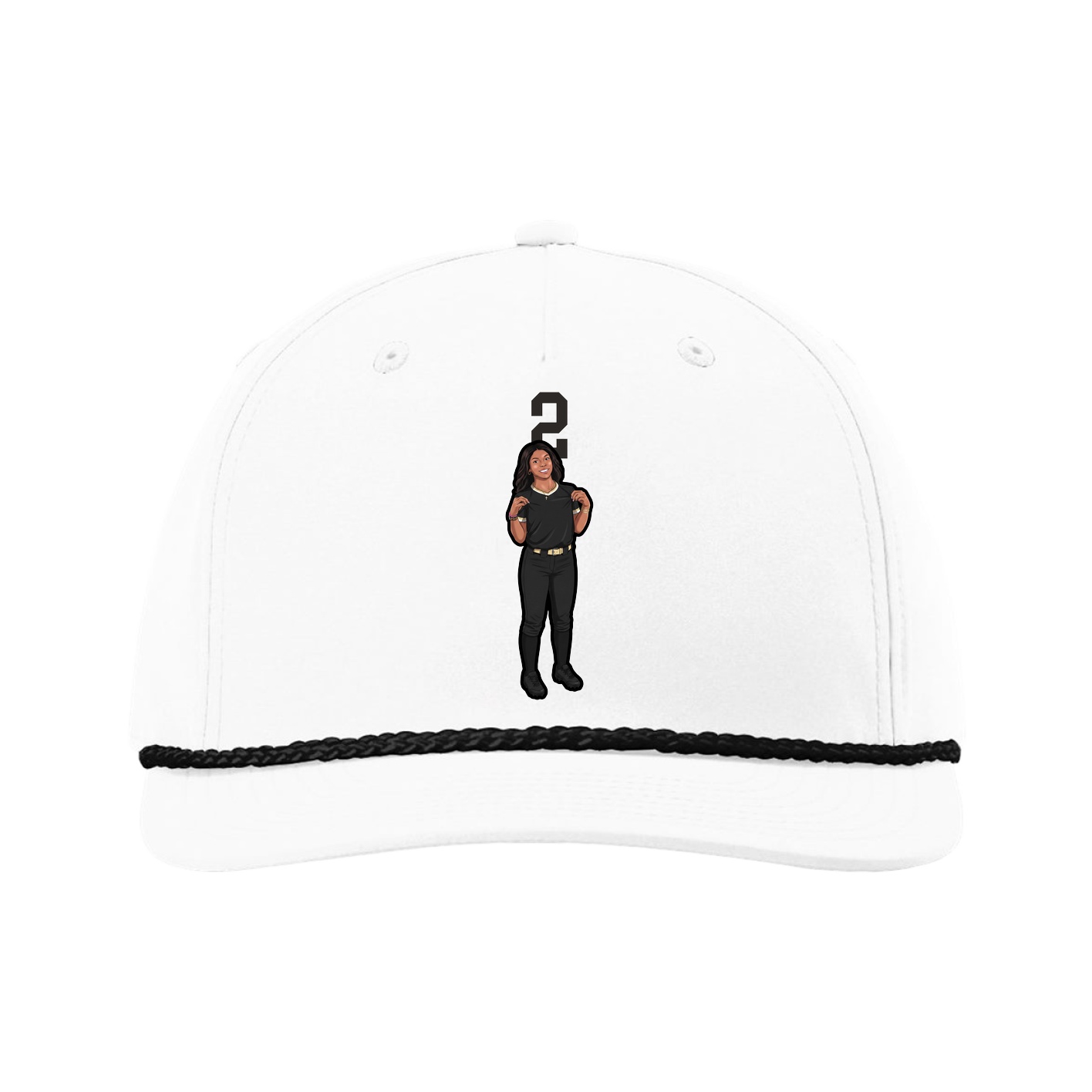 Five-Panel Classic Rope Cap — Number Top in White