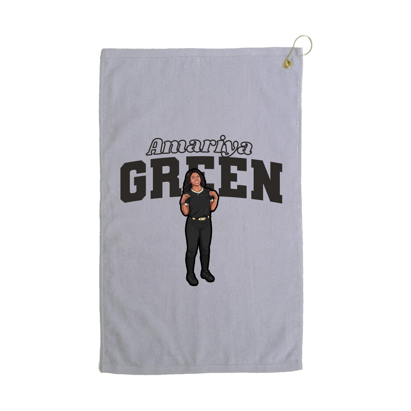 Golf Towel — Name Arch in Grey