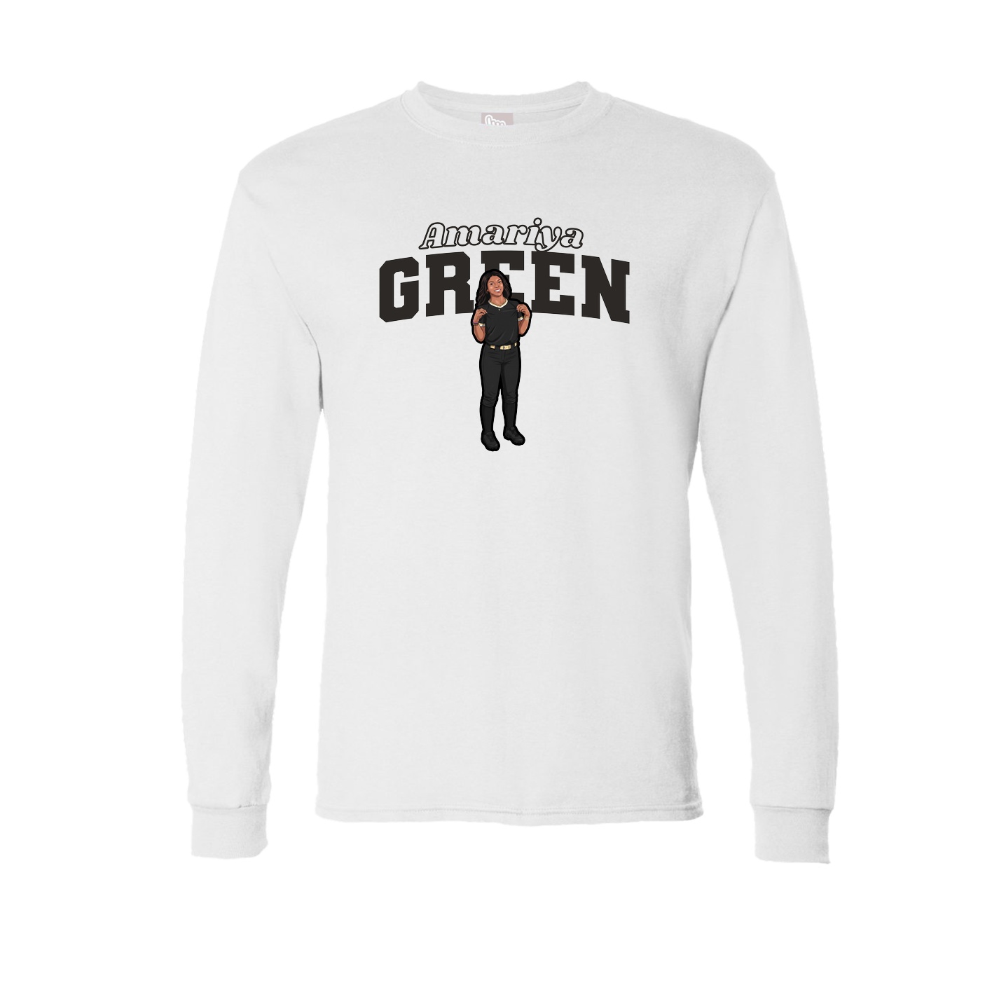 Long Sleeve Tee — Name Arch in White