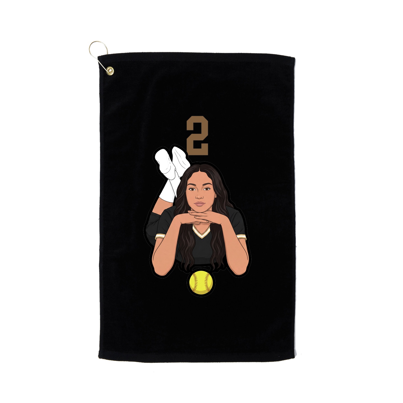Golf Towel — Number Top in Black