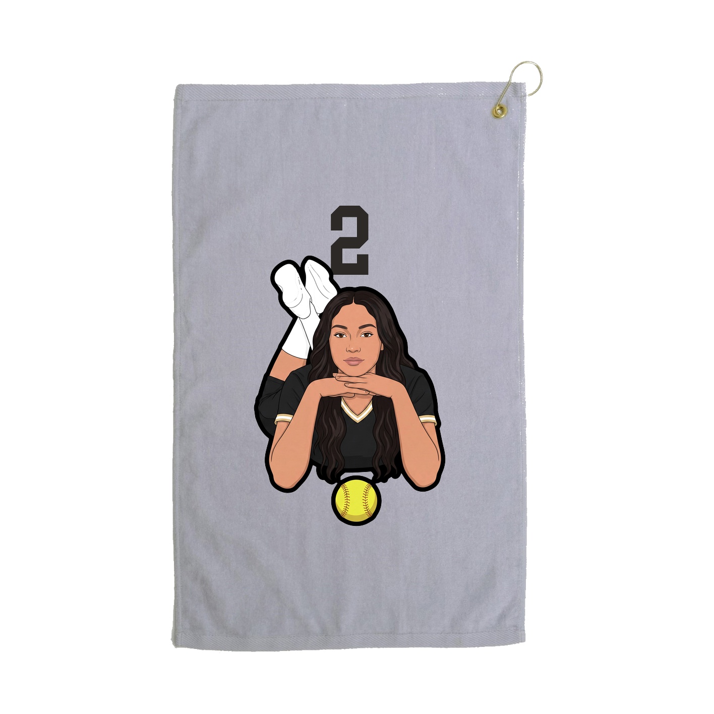 Golf Towel — Number Top in Grey