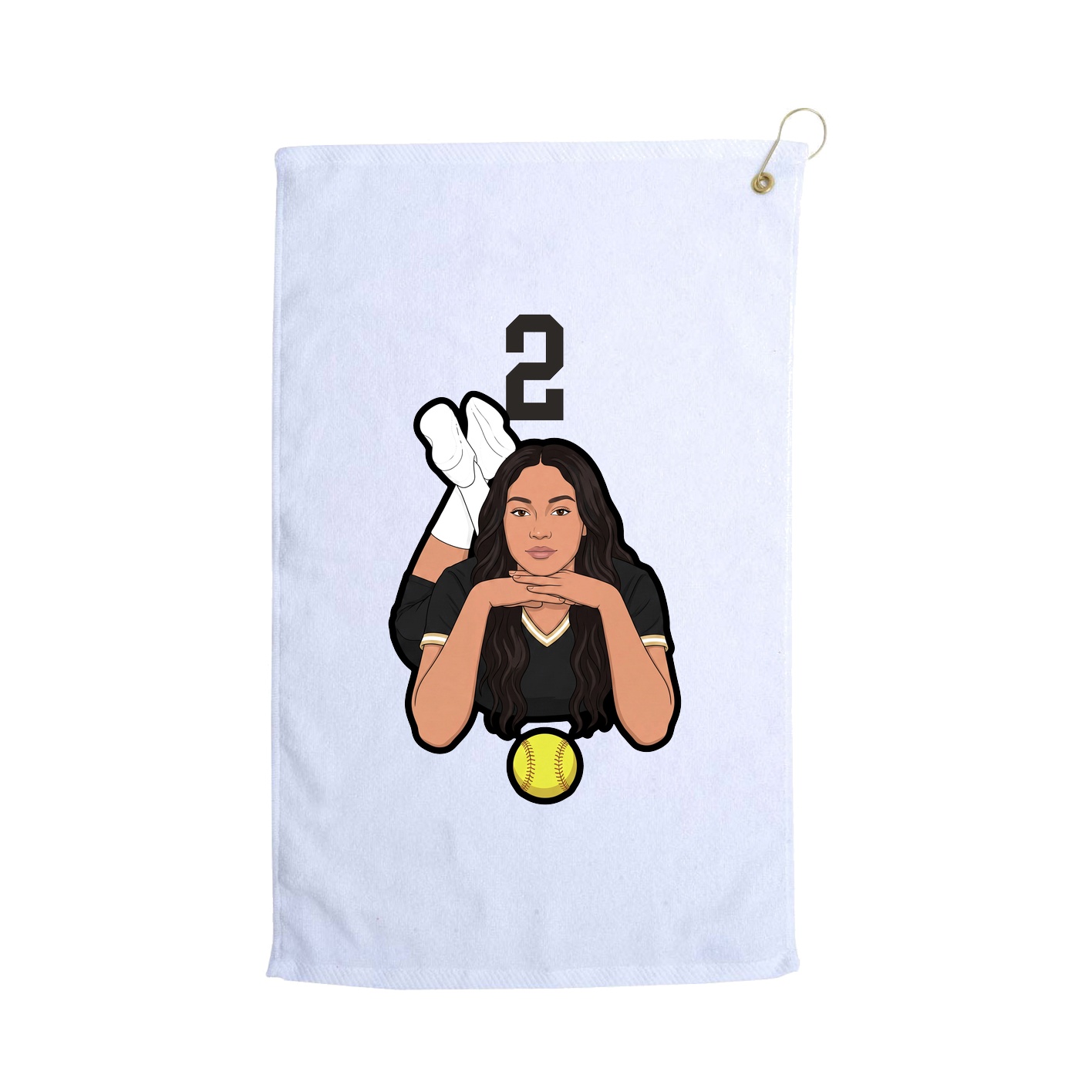 Golf Towel — Number Top in White
