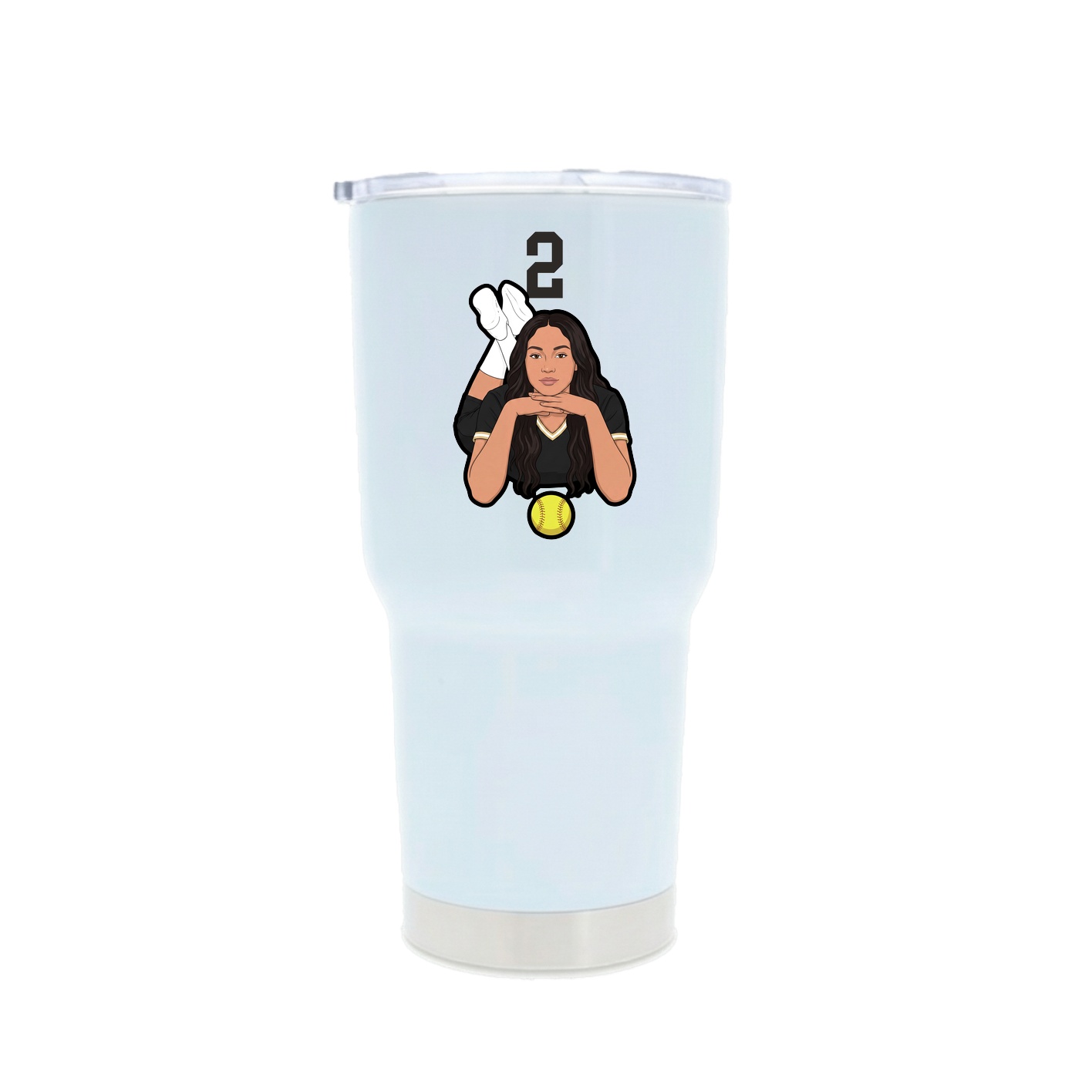 30oz Stainless Steel Tumbler — Number Top in White
