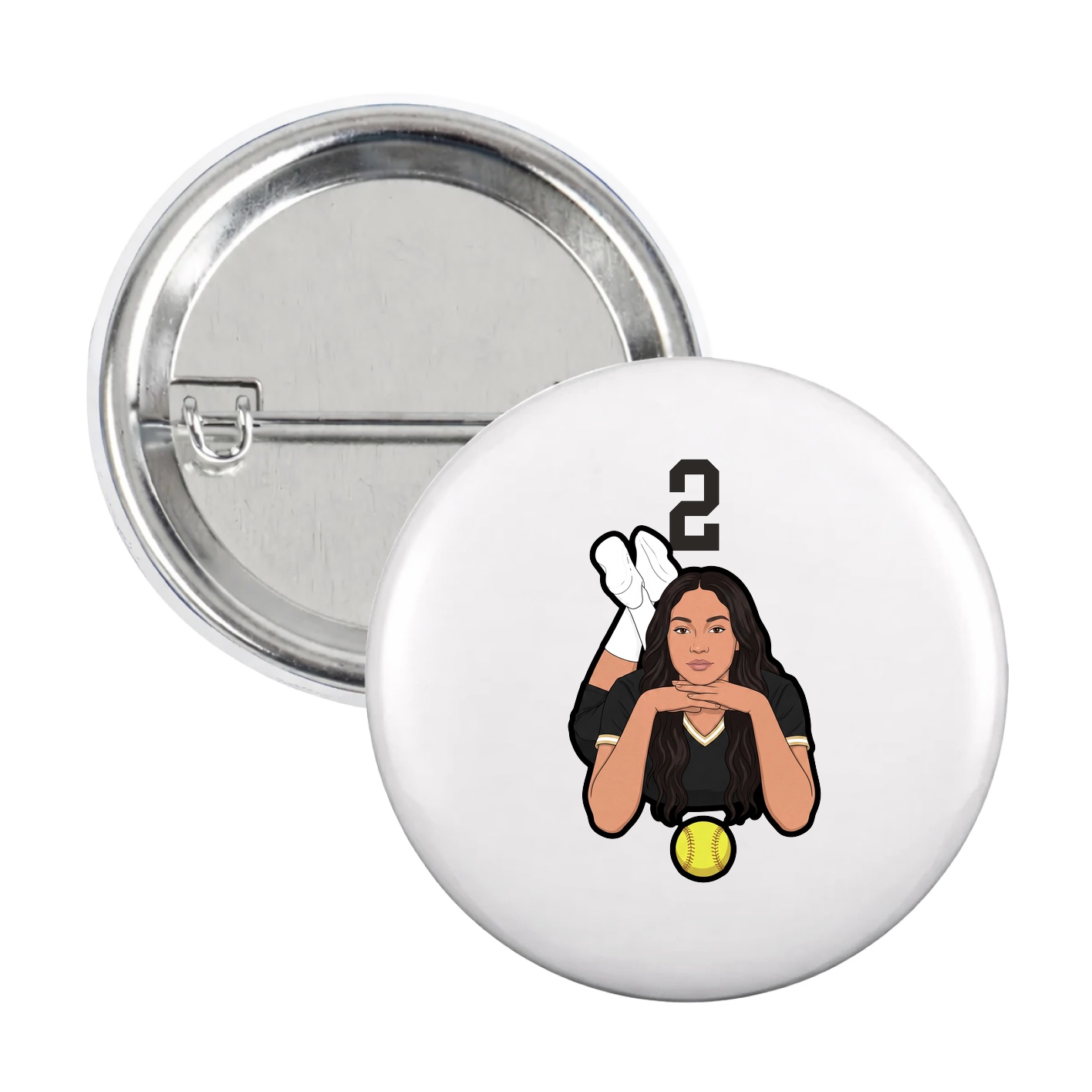 Game Day Button — Number Top in White