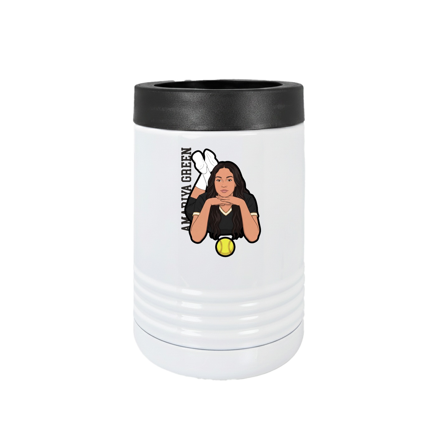 Beverage Holder — Name Vertical in White