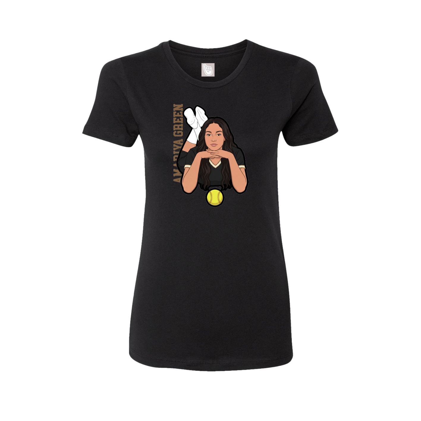 Womens Tee — Name Vertical in Black