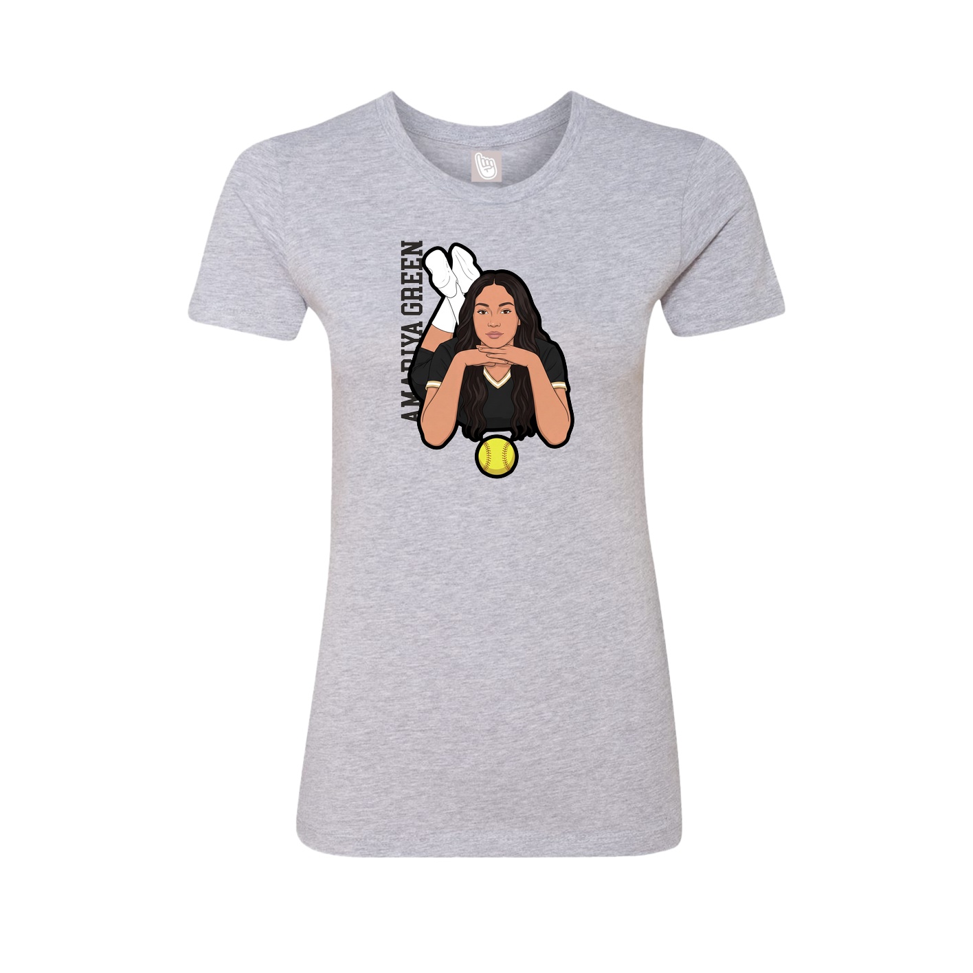 Womens Tee — Name Vertical in Grey