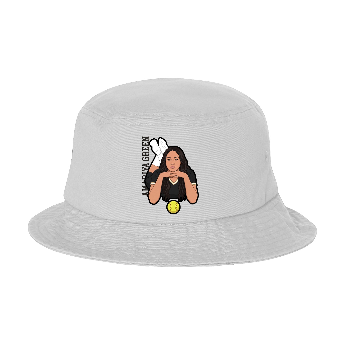 Bucket Cap — Name Vertical in White
