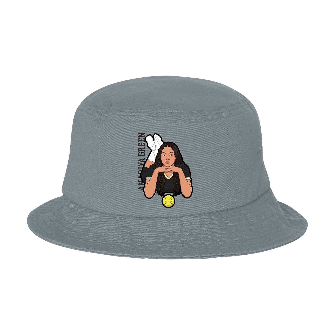 Bucket Cap — Name Vertical in Grey