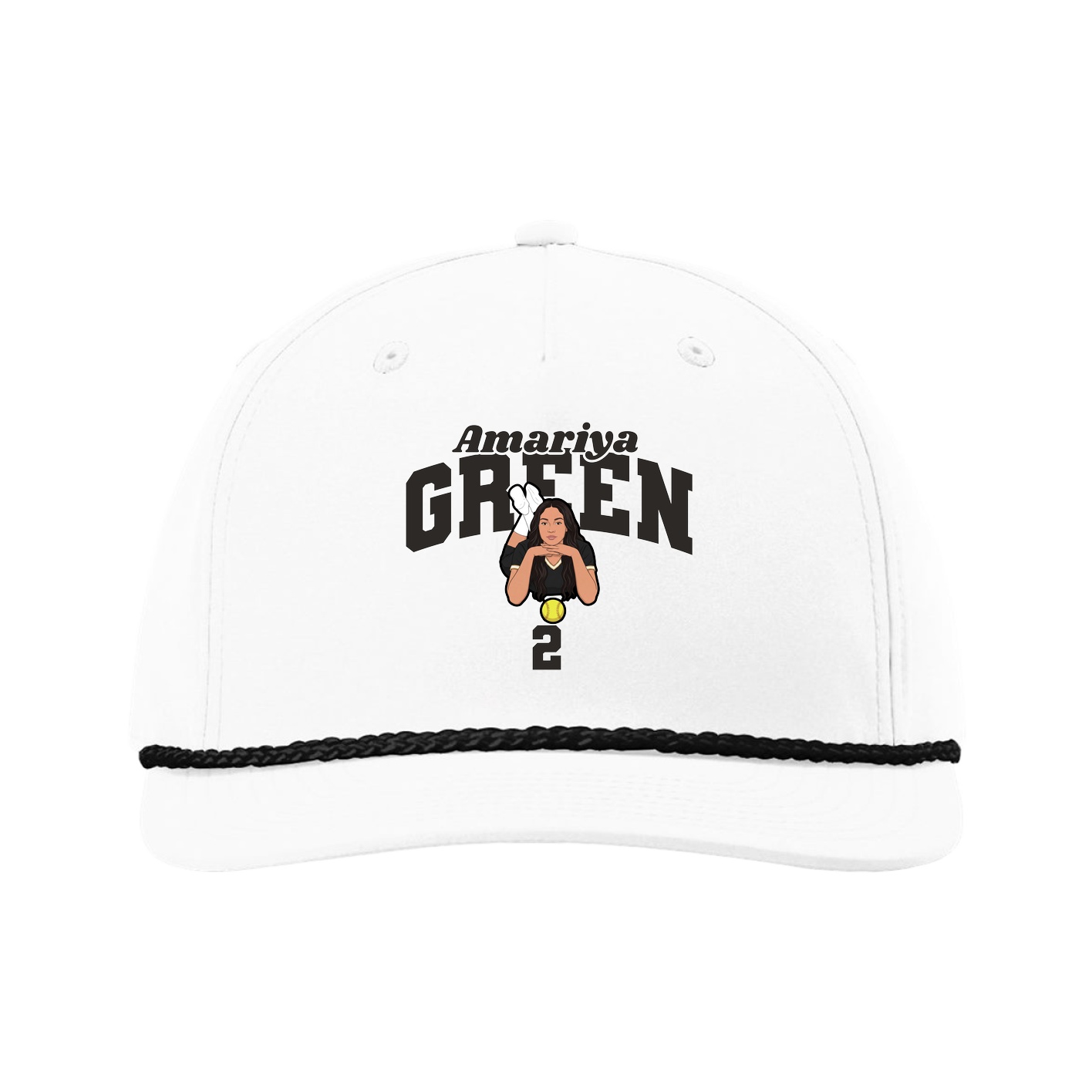 Five-Panel Classic Rope Cap — Signature Arch in White