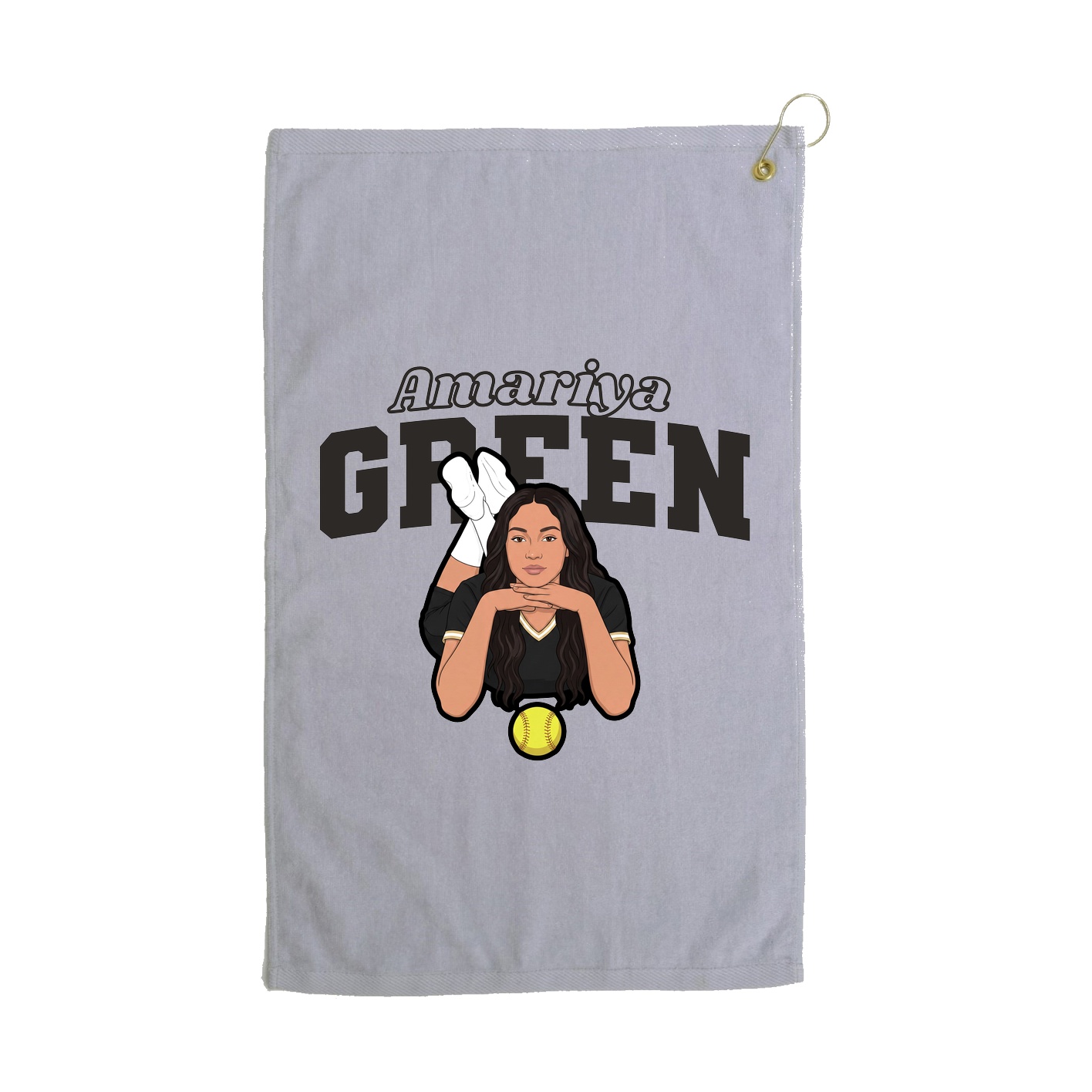 Golf Towel — Name Arch in Grey