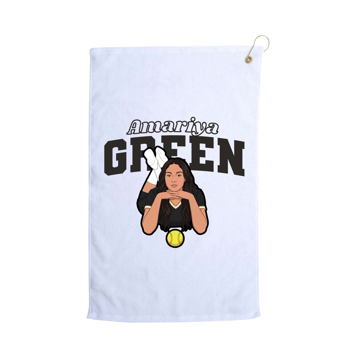 Golf Towel — Name Arch in White