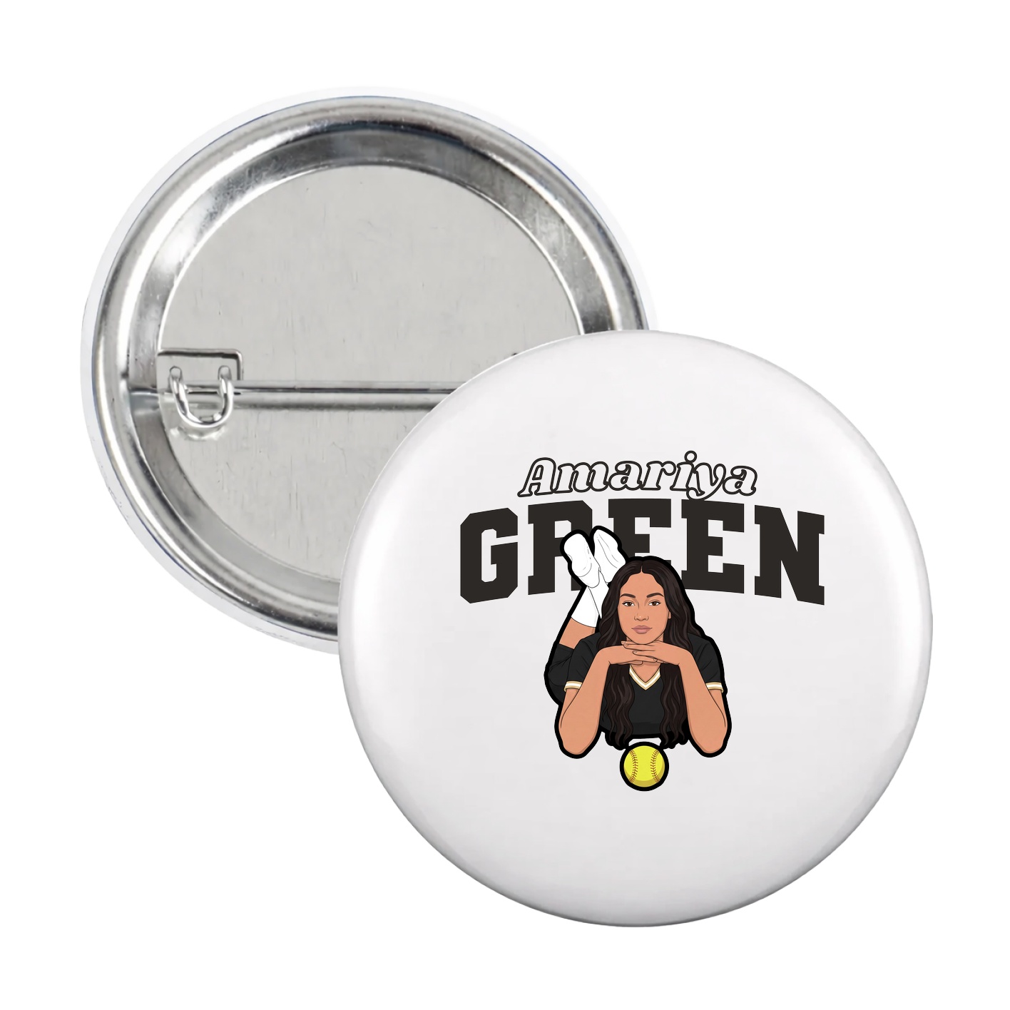 Game Day Button — Name Arch in White