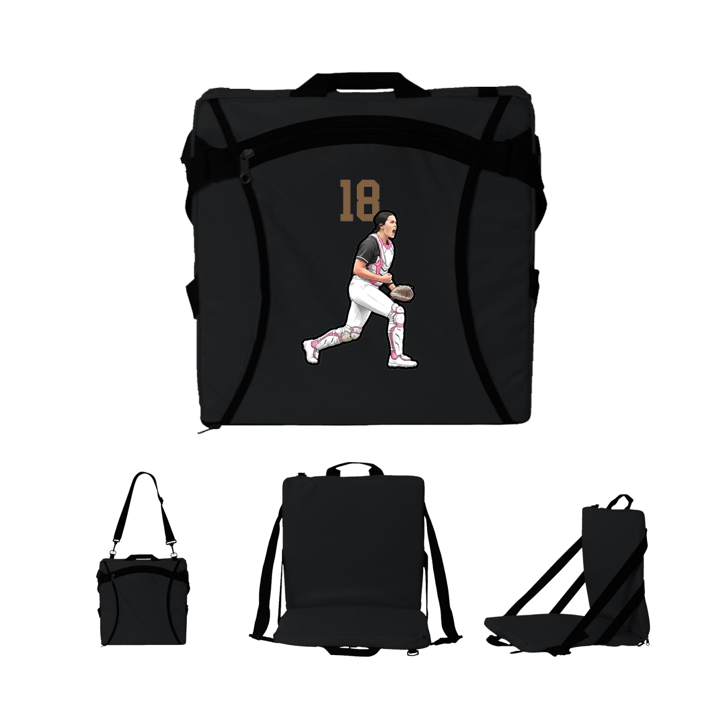 Folding Stadium Seat — Number Top in Black