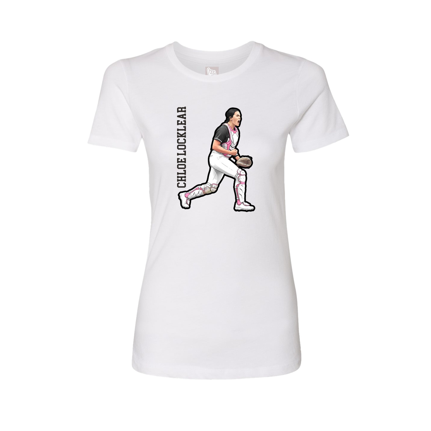 Fitted Women's Tee — Name Vertical in White